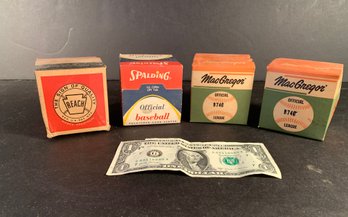 4 Vvintage, Baseballs, Mint In The Original Boxes. 1940-1950s