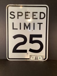 Vintage Metal Sign Speed Limit  25 Mph
