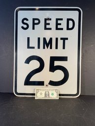 Vintage Enamel On Metal Speed Limit  Sign