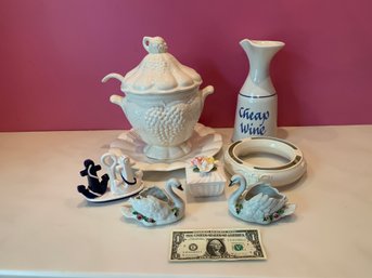 7 Pieces Of Porcelain & Pottery Useful Table Items