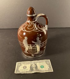 Heavy Sterling Silver Overlay Musical Brown Jug