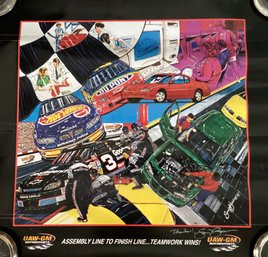 NASCAR Teamwork Wins Paster Numbered And Signed By Late Artist Sam Bass