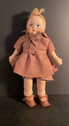 Vintage Girl Scout Doll With Cinnamon Brown Uniform Sweet Cloth Doll Perfect Face!