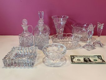 10 Pieces Of Vintage Crystal Tablewares