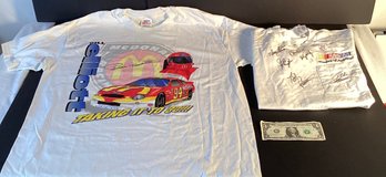 NASCAR 2 Autographed White T-shirts  One Size M, And One Size XL