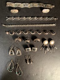 Large Lot Of Vintage Taxco Sterling Jewelry