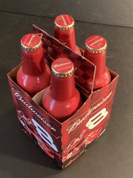 NASCAR Budweiser 4  16 Oz.  Aluminum Bottles Dale Jr. #8 With Cardboard Handle Container