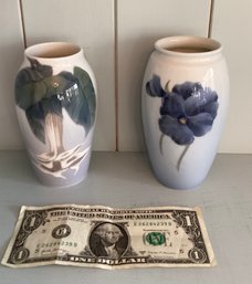 2 Lovely Porcelain Vases. One By Royal Copenhagan And One By Klosterkaeldren