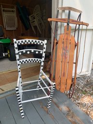 Sled & Hand Painted Garden Chair