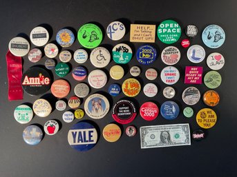 70 Assorted Vintage Pin Back Buttons