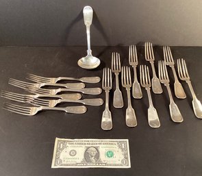 15 Pieces Sterling Silver Forks And 1 Ladle Tiffany & Others