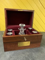 7 Piece Signed Tudor Cut Crystal Decanter Set / Golf Trophy