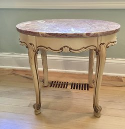 Vintage French Painted Oval Marble Top Table  (A)