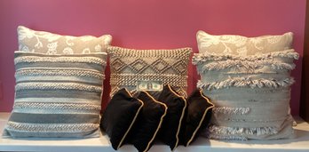 Fab Set Of  9 Neutral And Black Pillows