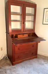 Antique New England Country Cherry  2 Piece Secretary Desk