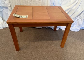 Danish Modern Tile Top Teak Wood Occasional Table  28 X 20 X 18 1/2