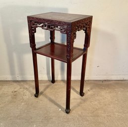 Antique Carved, Chinese, Rosewood, And Soapstone Table