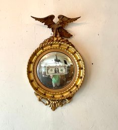Antique American Federal Convex Mirror With Eagle