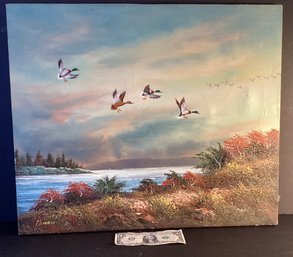 Original Oil Painting  Ducks In Flight