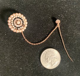 Vintage 14K Pearl Brooch And Pin