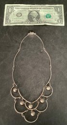Vintage Heavy  Sterling Silver Necklace With 6 Ball/Bohemian Style Design