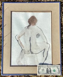 Original Nita Klein Watercolor And Pencil Painting Nude Study