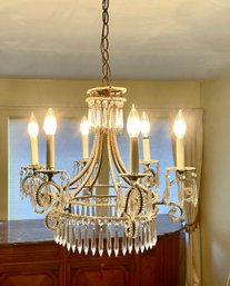 Exquisite French Crystal And Gilded Metal Chandelier