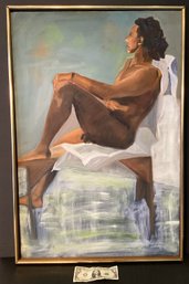 Original Oil Painting Of Male Nude With Mid Century Kulicke Frame