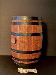 Vintage Barrel  With Cork And Metal Banding