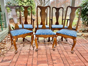 6 Vintage Solid Cherry Queen Anne Dining Chairs