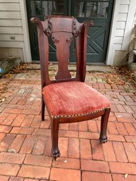 Heavily Carved Late Victorian Claw Foot Side Chair