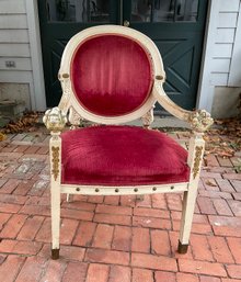 French Style Faux Painted Upholstered Armchair