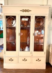 Painted Nepoleonic Leaded & Beveled Glass Display Cabinet
