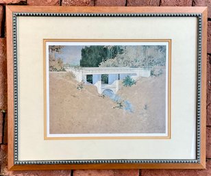 Vintage Architectural Print Of A Bridge Signed Illegibly &  Dated 1915 In Pencil