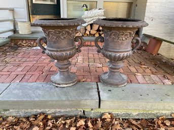Pair Of Composition Outdoor French Style Planters/ Urns