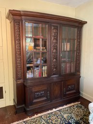 Heavily Carved Antique Oak Bookcase