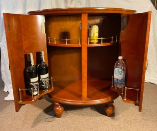 Cherry Wood Demilune Drinks Cabinet With Brass Interior