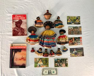 Antique Lot Of 11 Florida Seminole Indian Dolls And Related Ephemera Rare Find