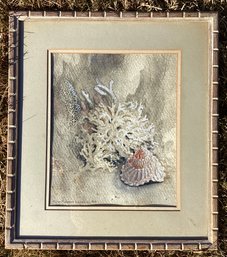 MattedMatted & Framed Sea Life Watercolor By Known Artist Marion Freeman  Wakeman From 1954