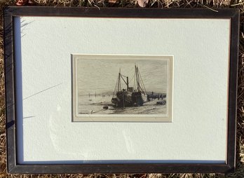 Original H. Farrah Seascape Etching Of New York Harbor (c. 1879)