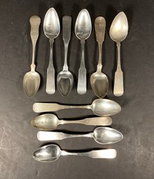 10 Antique American CoinSilver Serving Spoons Signed By Makers. # 16