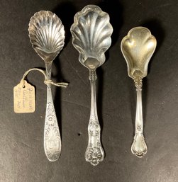 3 Antique Sterling Sugar Spoons  #4