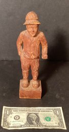 Hand Carved 1954 Pine-wood Man With Boots And A Hand In His Right Pocket