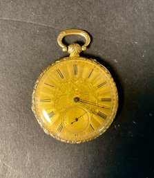 Antique 18k Gold Mens Key Wind Pocket Watch