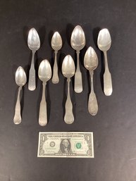 8 Antique American Coin Silver Spoons #11