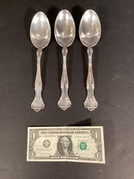 3 Gorham  Sterling Silver Serving Spoons In Cromwell Pattern Circa 1900 #10