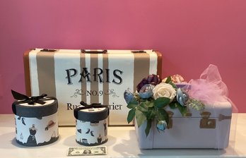 Bon Voyage! Repurposed Suitcase, Cosmetic Luggage Piece And 2 Fashion Boxes