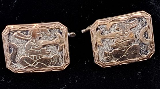 Vintage Guatemalan Cufflinks In Silver And 14K