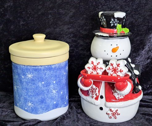 Pair Of Vintage Christmas Cookie Jars #4522