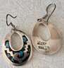 Vintage Southwest Style Sterling Inlay Earrings